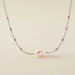 Collier Kerri Argent Blanc Perle De Culture Améthyste