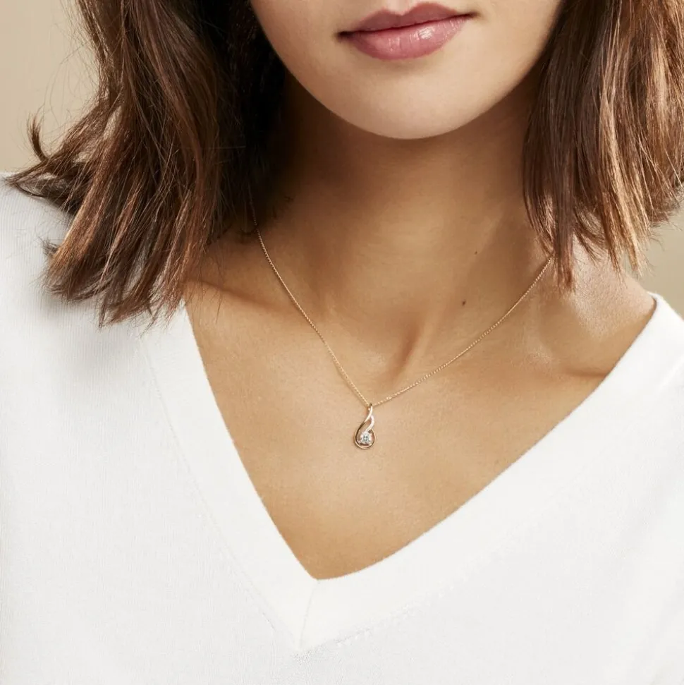 Collier Koline Or Jaune Oxyde De Zirconium