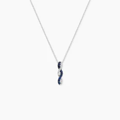 Collier Ligera Or Blanc Saphir Et Diamant