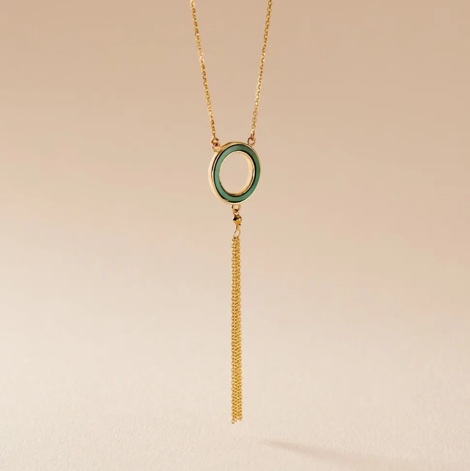 Collier L'incessante Or Jaune Malachite