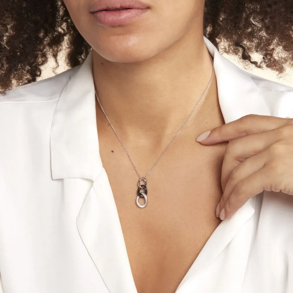 Collier Link Argent Blanc Céramique Et Oxyde De Zirconium|Marc Orian New