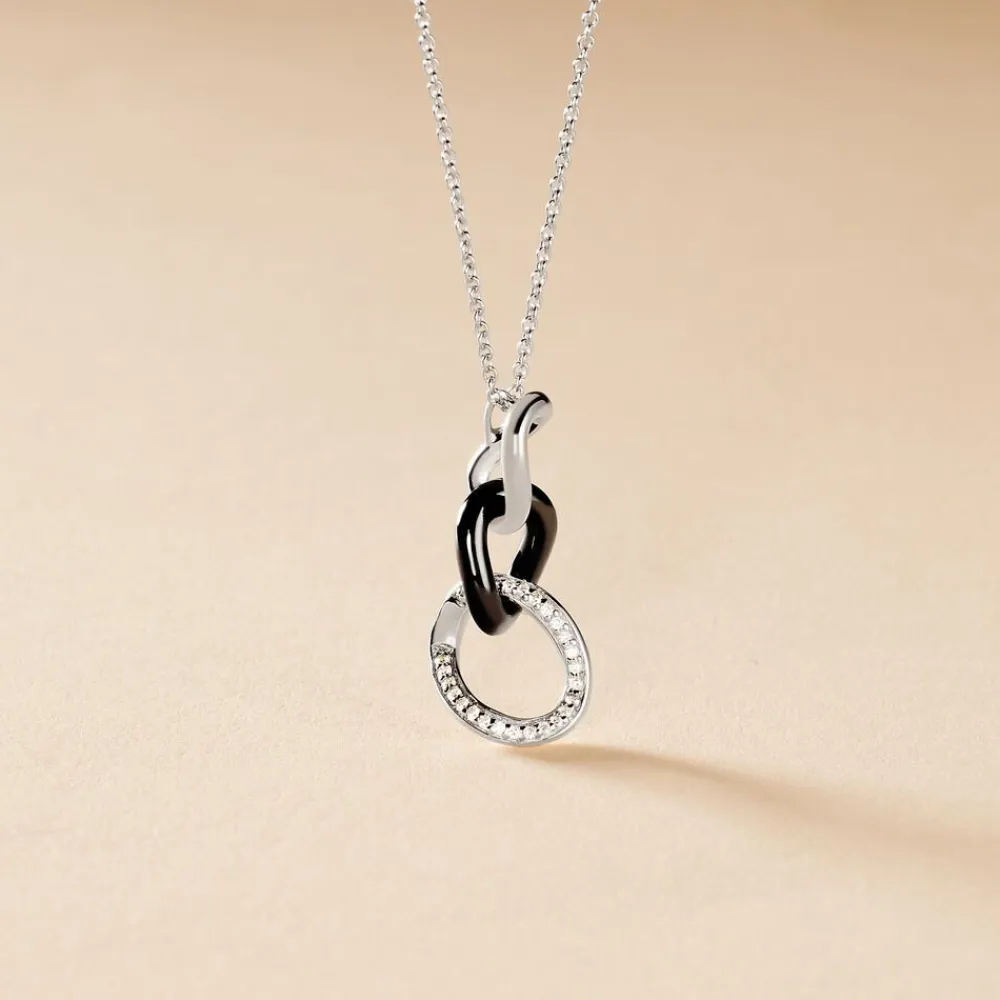 Collier Link Argent Blanc Céramique Et Oxyde De Zirconium|Marc Orian New