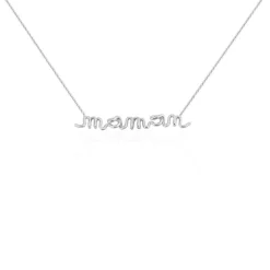 Collier Maman Argent Blanc