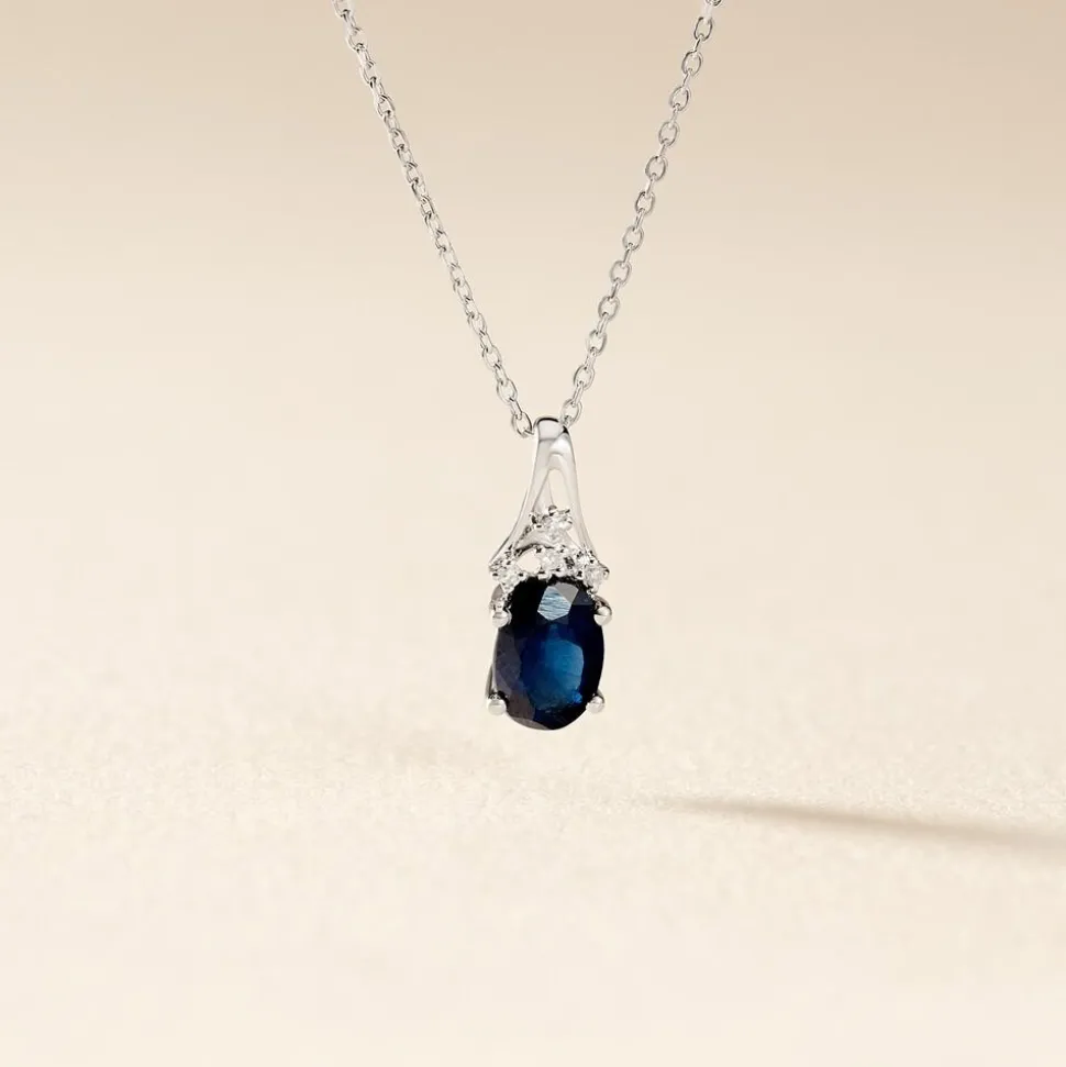 Collier Marie Or Blanc Saphir Diamant