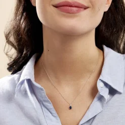 Collier Marie Or Blanc Saphir Diamant