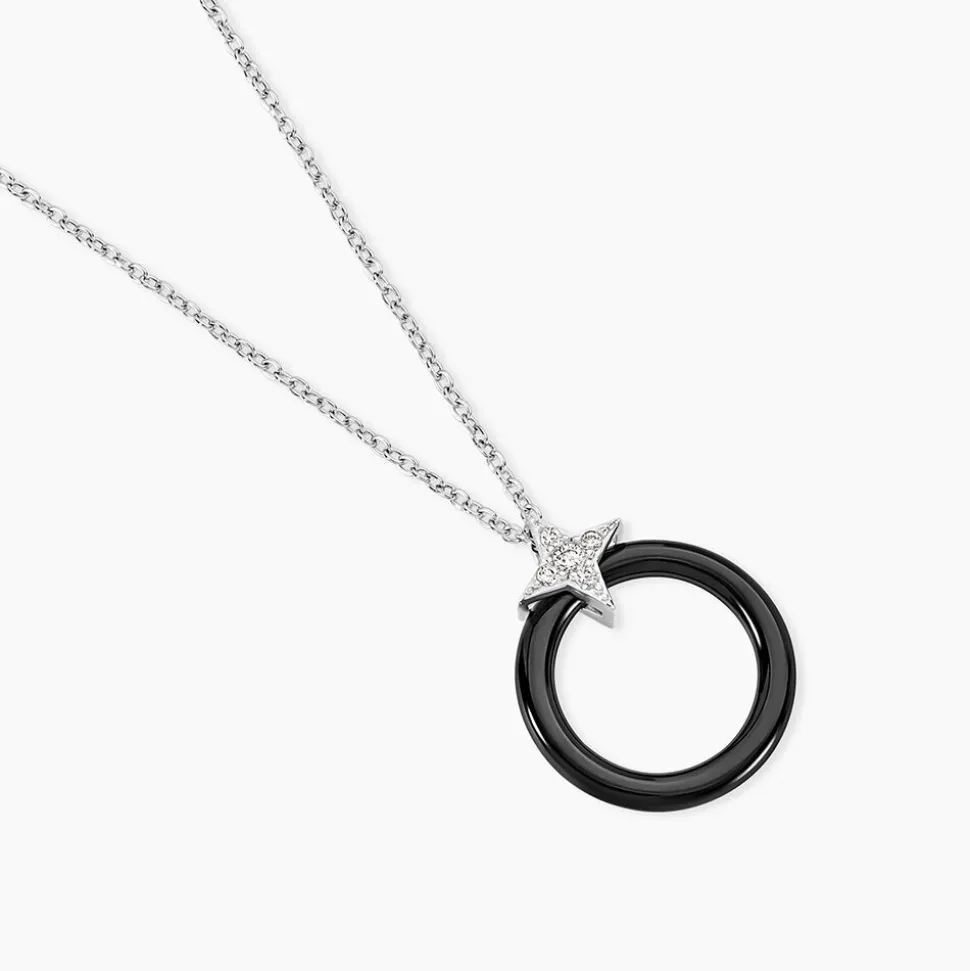 Collier Merelle Argent Blanc Céramique Oxyde De Zirconium