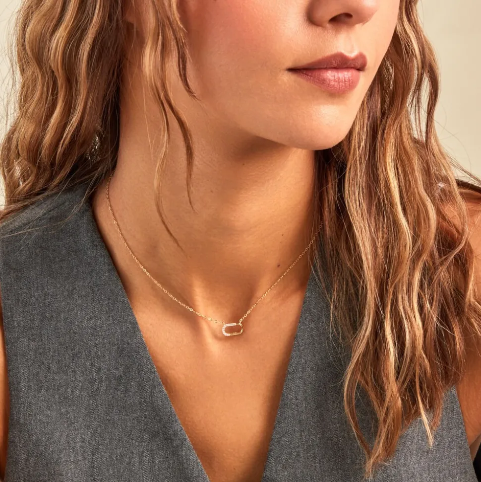 Collier Minimalist Chic Or Jaune Oxyde De Zirconium