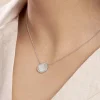 Collier Nawala Argent Blanc Oxyde De Zirconium Et Nacre