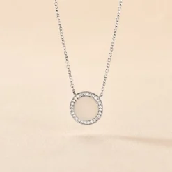 Collier Nawala Argent Blanc Oxyde De Zirconium Et Nacre