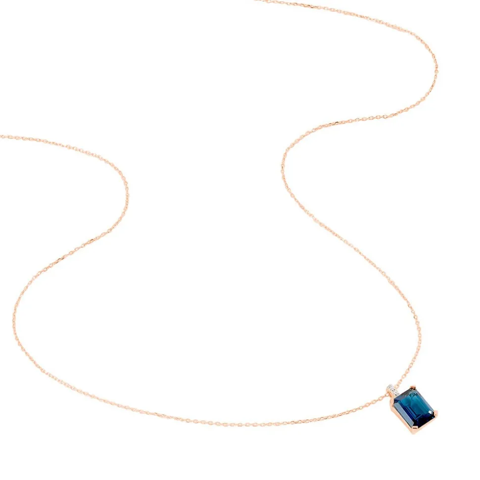Collier Noee Or Rose Topaze Et Oxyde De Zirconium