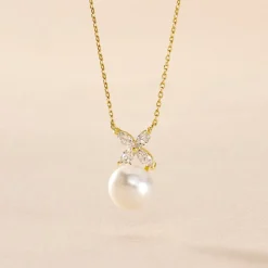 Collier Norah Or Jaune Perle De Culture Et Oxyde De Zirconium