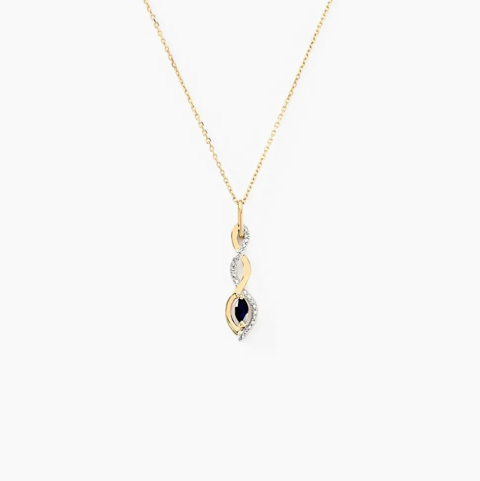 Collier Ondulations Or Jaune Saphir Diamant
