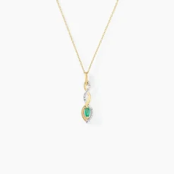 Collier Ondulations Or Jaune Emeraude Diamant