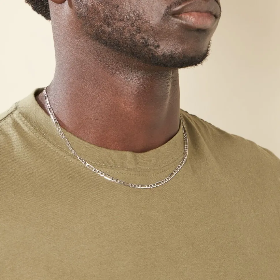 Collier Or Blanc Maille Alternée 1/3