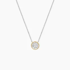 Collier Or Jaune Argent Blanc Oxyde De Zirconium