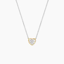Collier Or Jaune Argent Blanc Oxyde De Zirconium