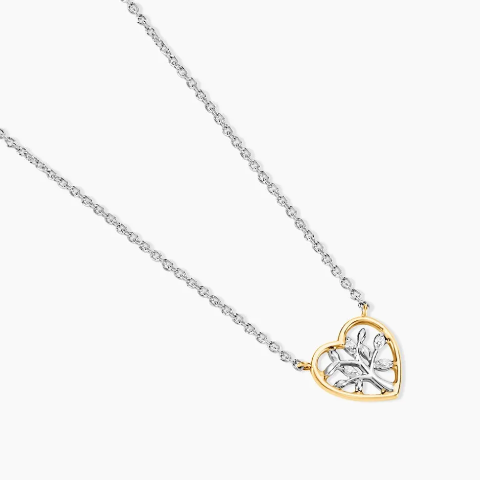 Collier Or Jaune Argent Blanc Oxyde De Zirconium