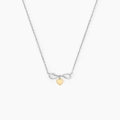 Collier Or Jaune et Argent Blanc Oxyde De Zirconium