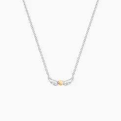 Collier Or Jaune et Argent Blanc Oxyde De Zirconium