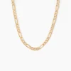 Collier Or Jaune Maille Alternée 1/3