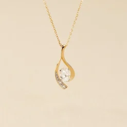 Collier Or Jaune Sagesse Oxydes De Zirconium