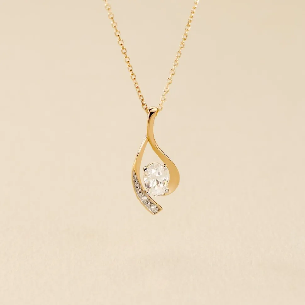 Collier Or Jaune Sagesse Oxydes De Zirconium