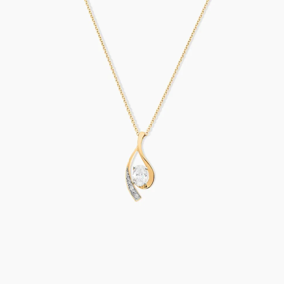 Collier Or Jaune Sagesse Oxydes De Zirconium