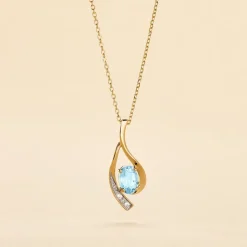 Collier Or Jaune Sagesse Topaze Oxydes De Zirconium
