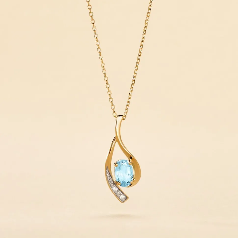 Collier Or Jaune Sagesse Topaze Oxydes De Zirconium