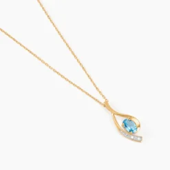 Collier Or Jaune Sagesse Topaze Oxydes De Zirconium