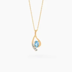 Collier Or Jaune Sagesse Topaze Oxydes De Zirconium