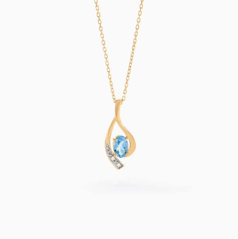 Collier Or Jaune Sagesse Topaze Oxydes De Zirconium
