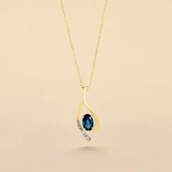 Collier Or Jaune Sagesse Topaze Oxydes De Zirconium