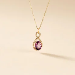 Collier Passion Or Jaune Amethyste Et Oxyde De Zirconium