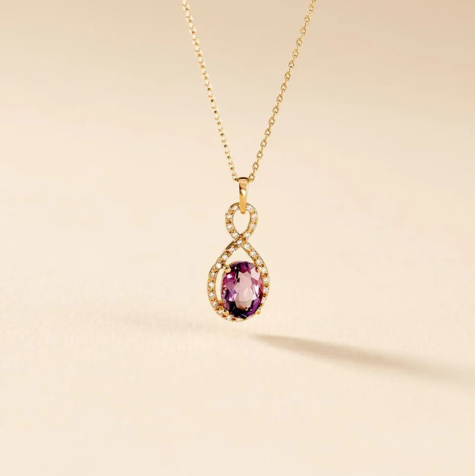 Collier Passion Or Jaune Amethyste Et Oxyde De Zirconium