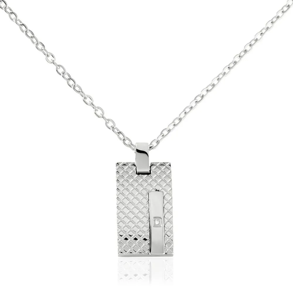 Collier Acier Blanc Diamant|PHEBUS HIM Discount