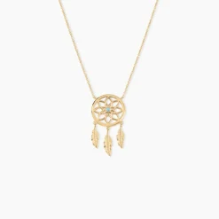Collier Plaqué Or Jaune Attrape Rêves Turquoise|Marc Orian Outlet