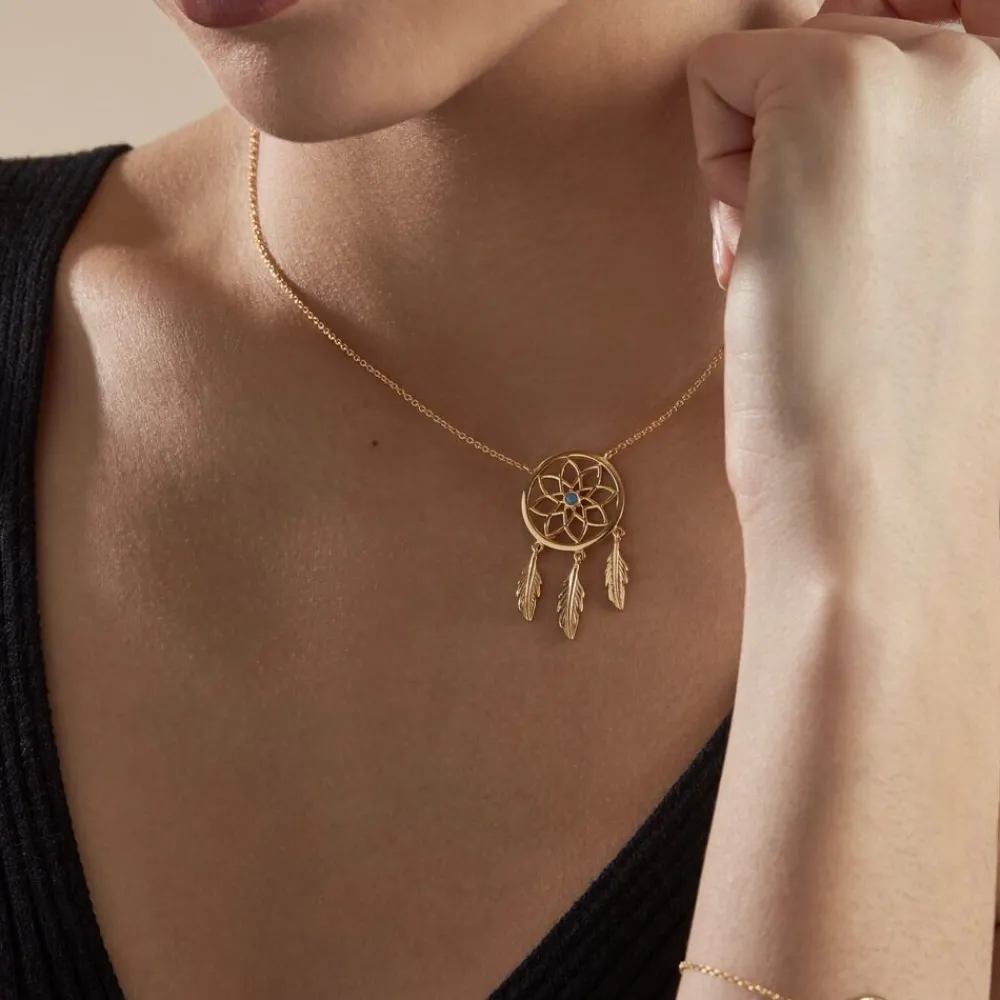 Collier Plaqué Or Jaune Attrape Rêves Turquoise|Marc Orian Outlet
