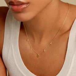Collier Poem Argent Jaune Péridot Oxyde De Zirconium