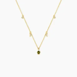 Collier Poem Argent Jaune Péridot Oxyde De Zirconium