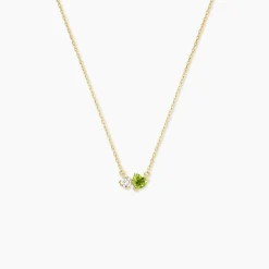 Collier Poem Argent Jaune Péridot Oxyde De Zirconium