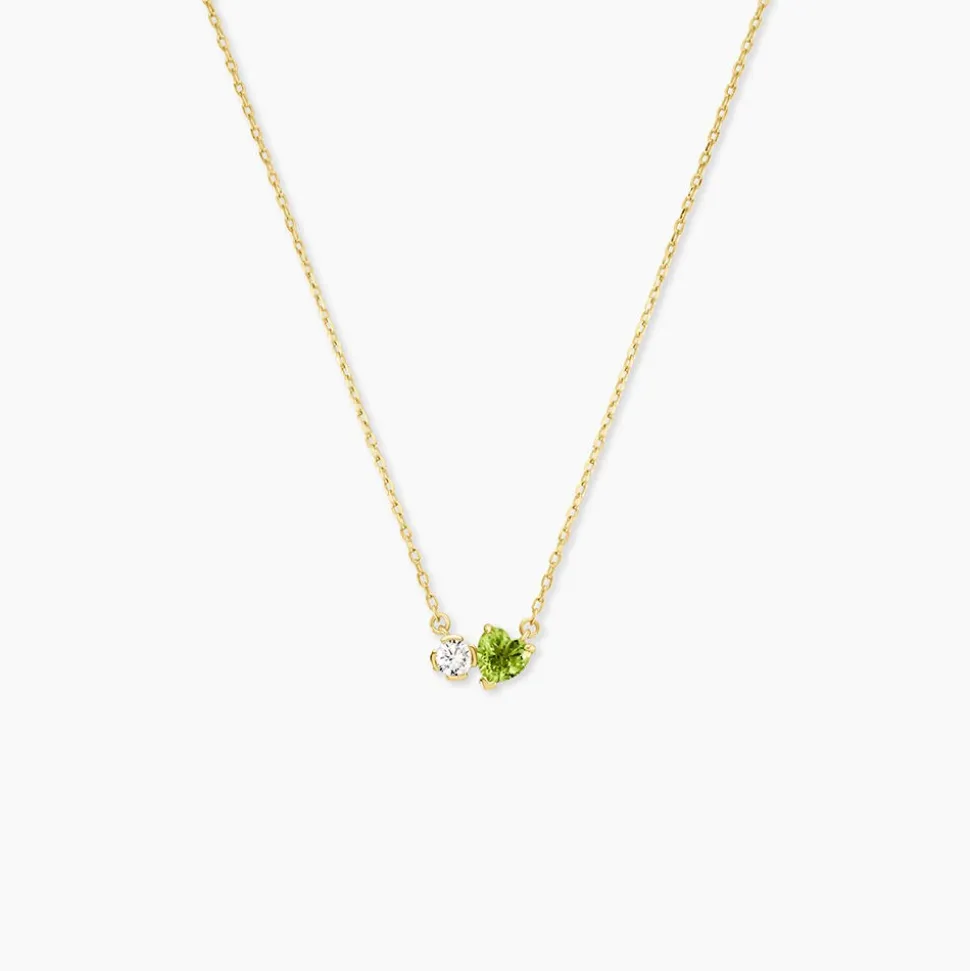 Collier Poem Argent Jaune Péridot Oxyde De Zirconium