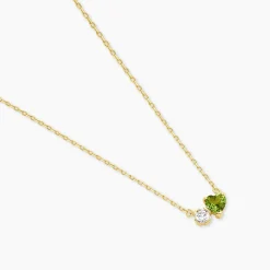 Collier Poem Argent Jaune Péridot Oxyde De Zirconium