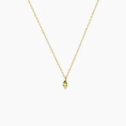 Collier Poem Argent Jaune Péridot Oxyde De Zirconium