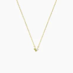 Collier Poem Argent Jaune Péridot Oxyde De Zirconium