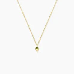 Collier Poem Argent Jaune Péridot Oxyde De Zirconium