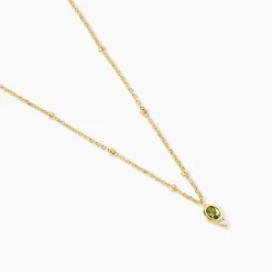 Collier Poem Argent Jaune Péridot Oxyde De Zirconium