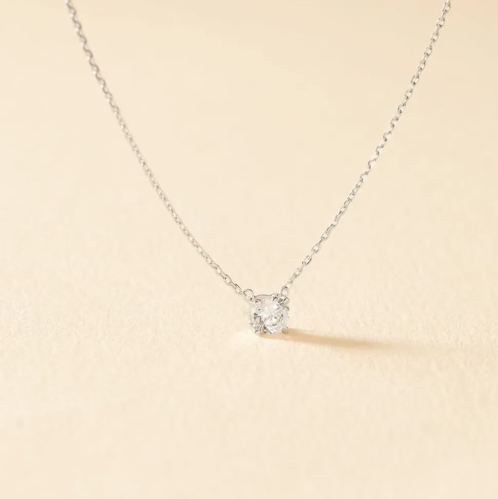 Collier Ponama Or Blanc Oxyde De Zirconium