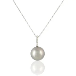 Collier Rebeca Or Blanc Perle De Culture De Tahiti Et Oxyde