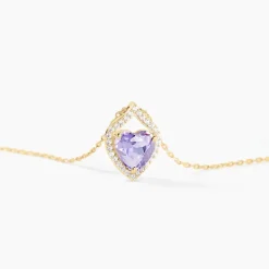 Collier Rosaline Or Jaune Amethyste Et Oxyde De Zirconium
